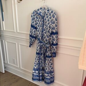 Chic Blue Patterned Midi Dress